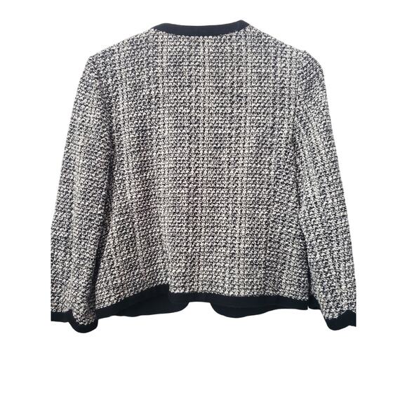 Kate Spade Scalloped Open-front Tweed Jacket Black/White - Picture 7 of 10